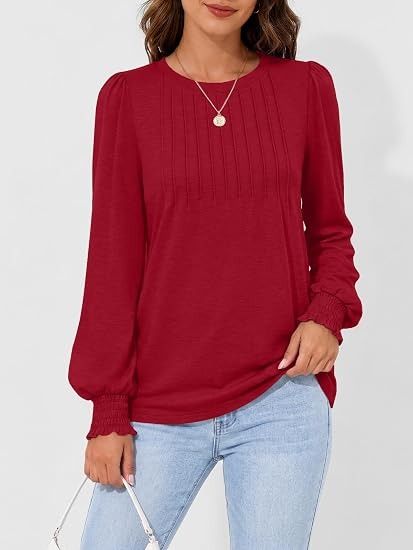 Red Long Sleeve Blouse image 2